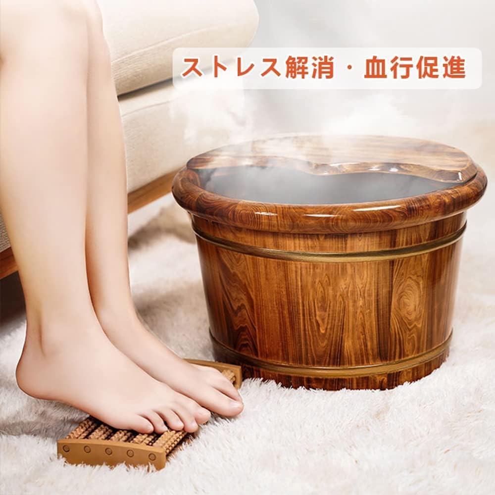 Amazon.co.jp: 足湯器 足湯桶 足浴桶 木製 ヒノキ材 フットバス器 