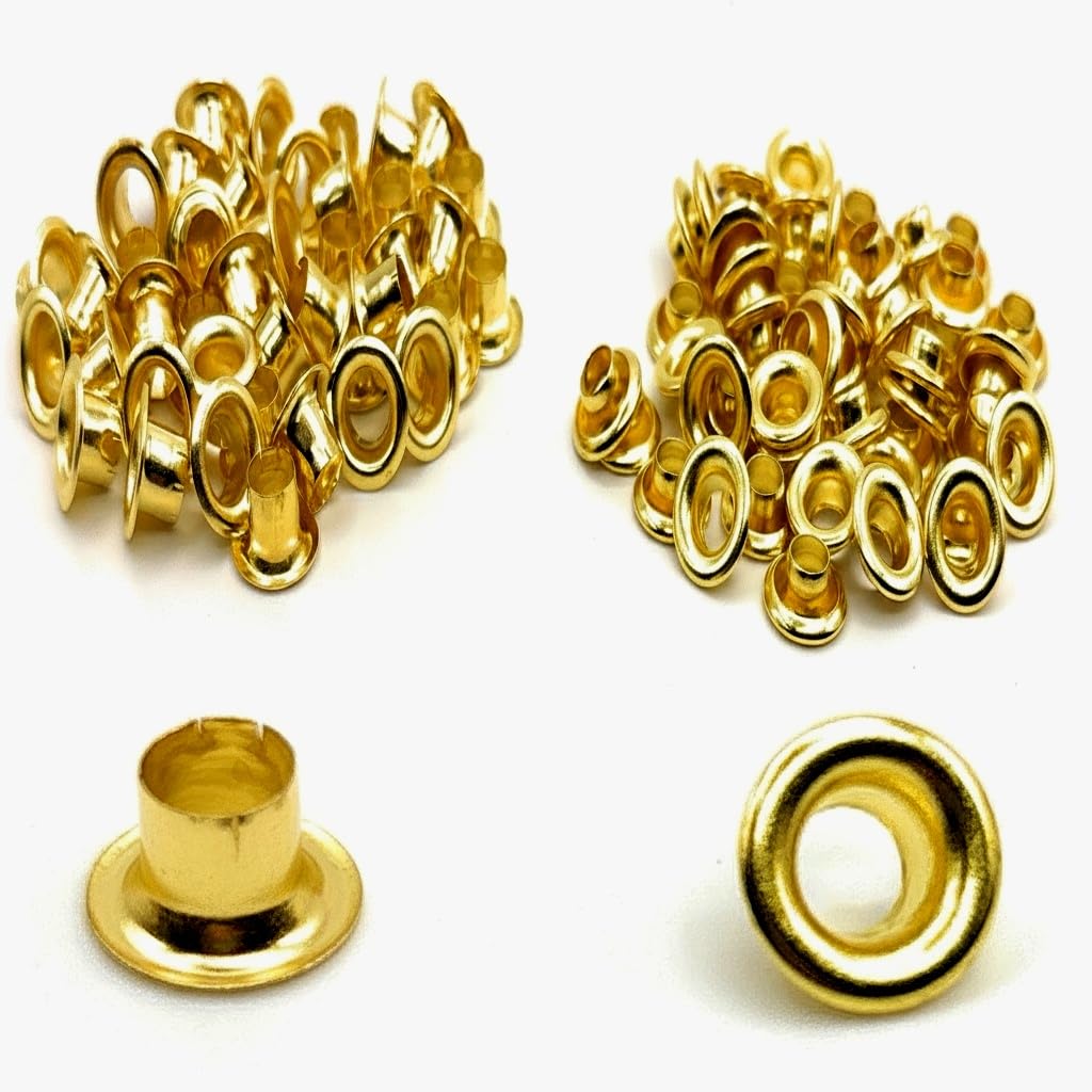 Amazon.co.jp: ハトメ 5mm ゴールド 両面 真鍮 金具 100組セット 革 布