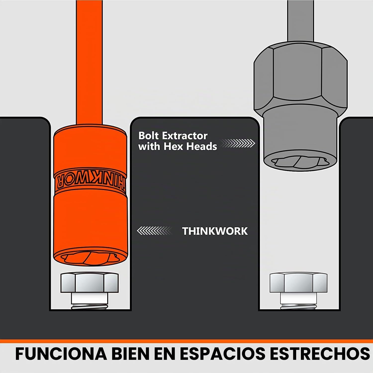 THINKWORK Juego de extractores de pernos, juego de extractor de tuercas de 20 piezas, removedor de tuercas de llanta pelada, juego de llaves de extracción para quitar daños, congelados, oxidados