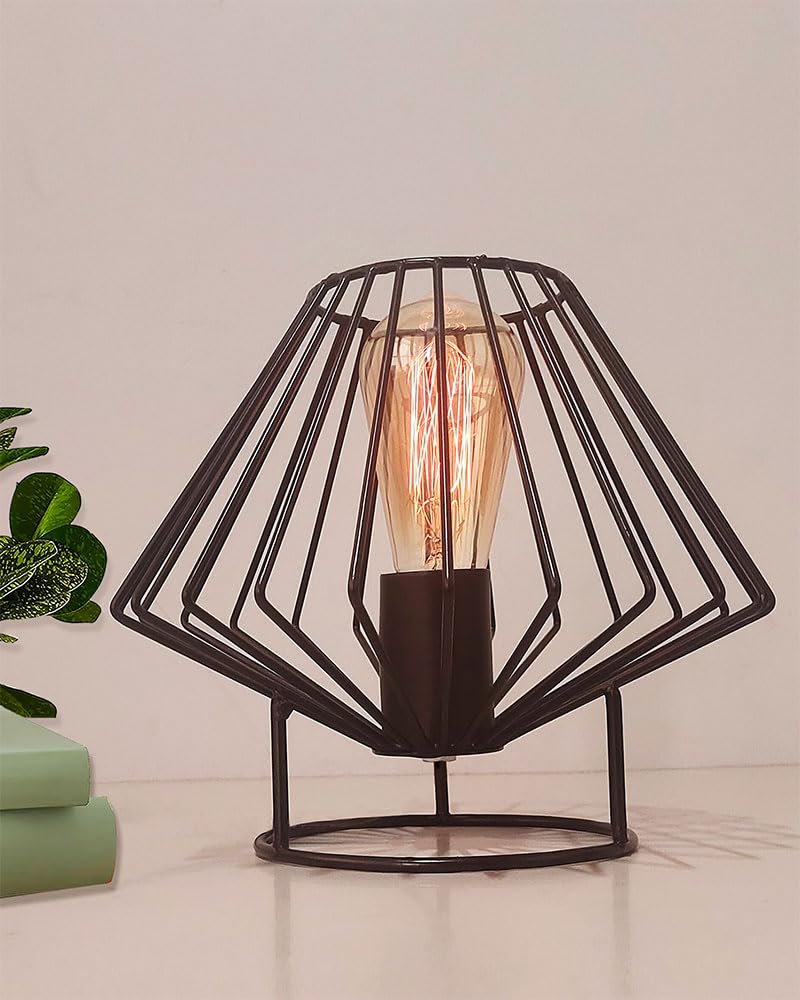 Homesake Metal Cage Table Incandescent Lamp, Vintage Flame Table Lamp, E27 Decorative Bedside Lamp (Trapezium), Black (B0CJP42BS6) Amazon Price History, Amazon Price Tracker