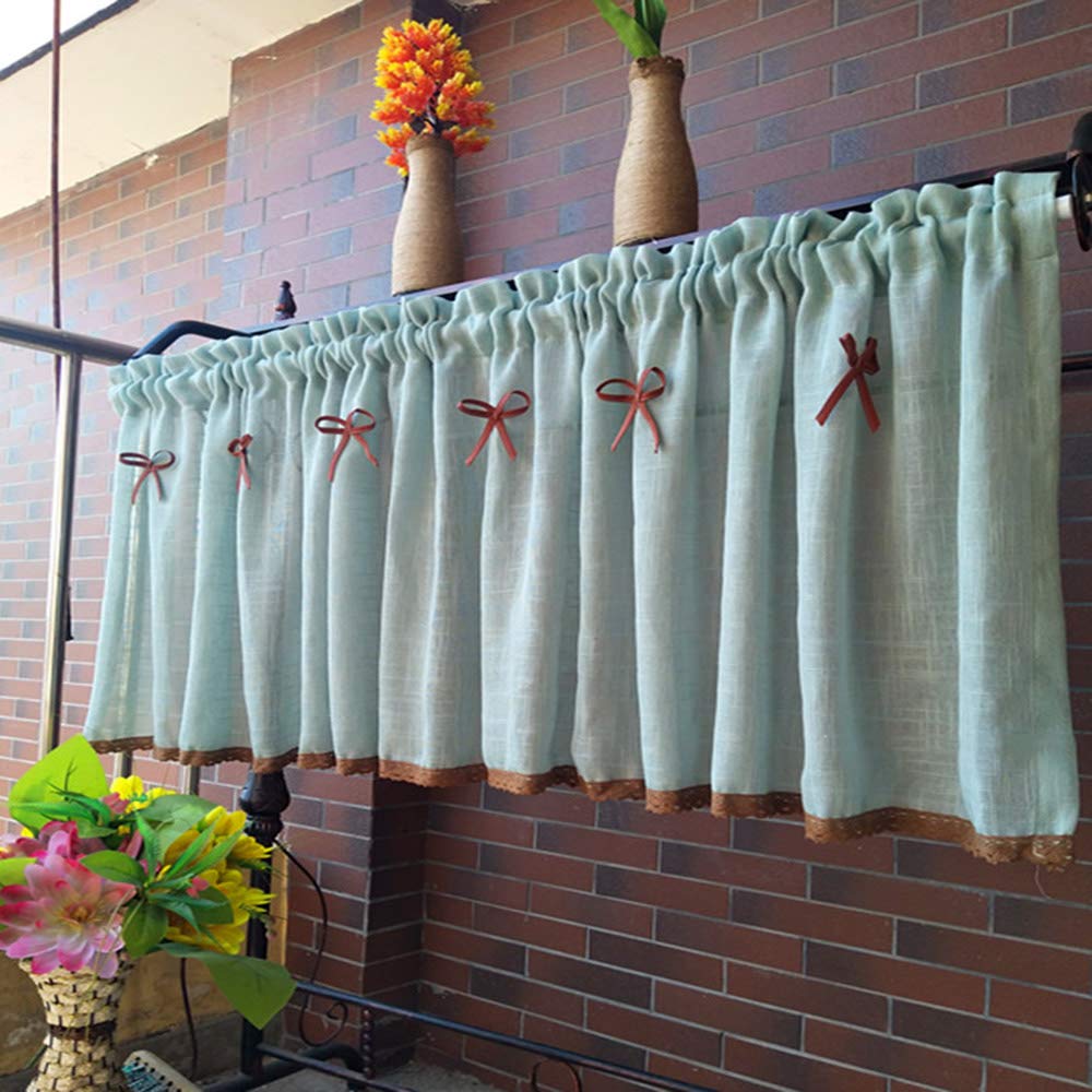 Cortina corta de algodón rUrEu voile, panel de ventana media para cocina (270x150 cm)