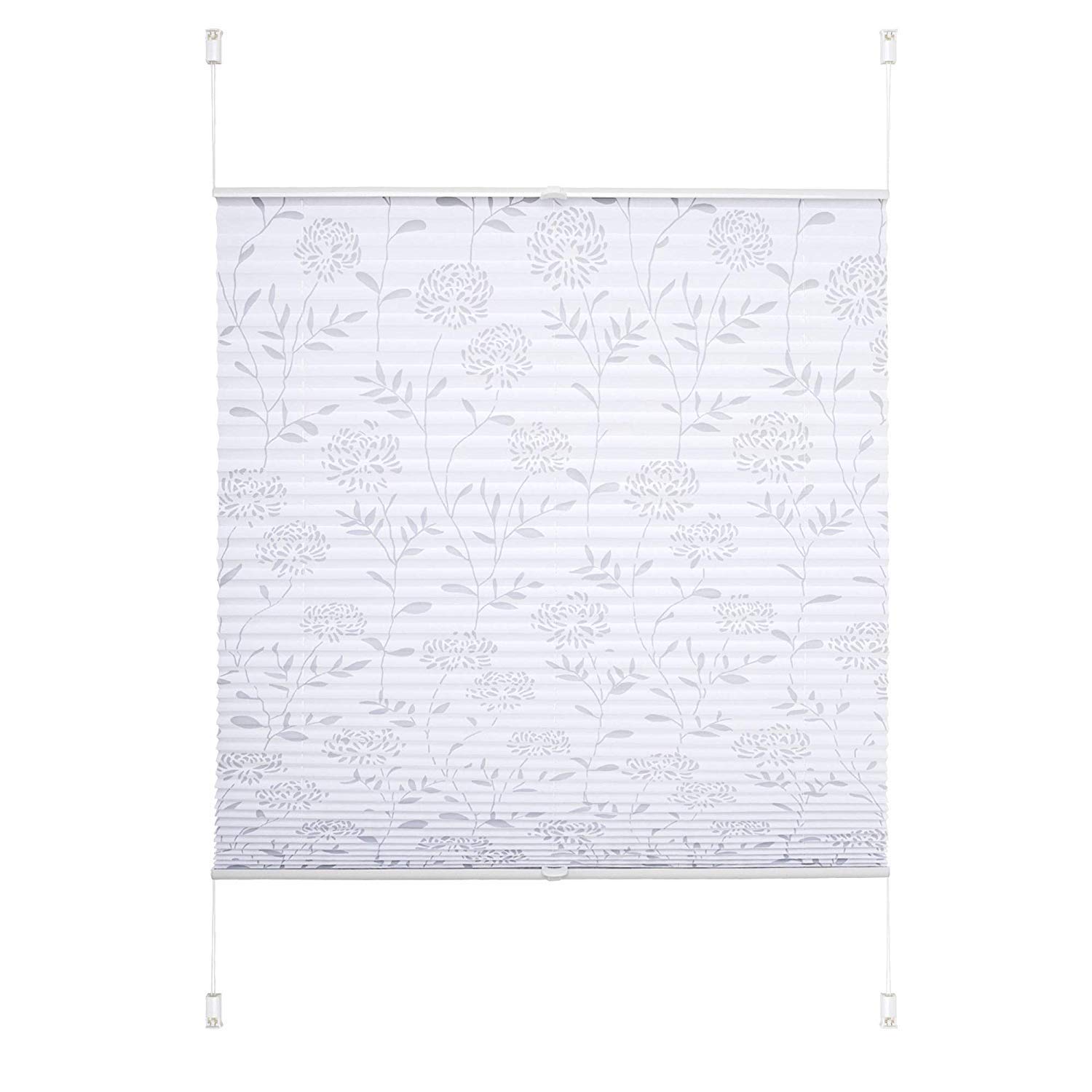 Verspanntes Klemmfix-Plissee Ausbrenner in Weiss - Breite 40 bis 120 cm - Länge 130 cm oder 210 cm - der attraktive Sichtschutz (080 x 130 cm)