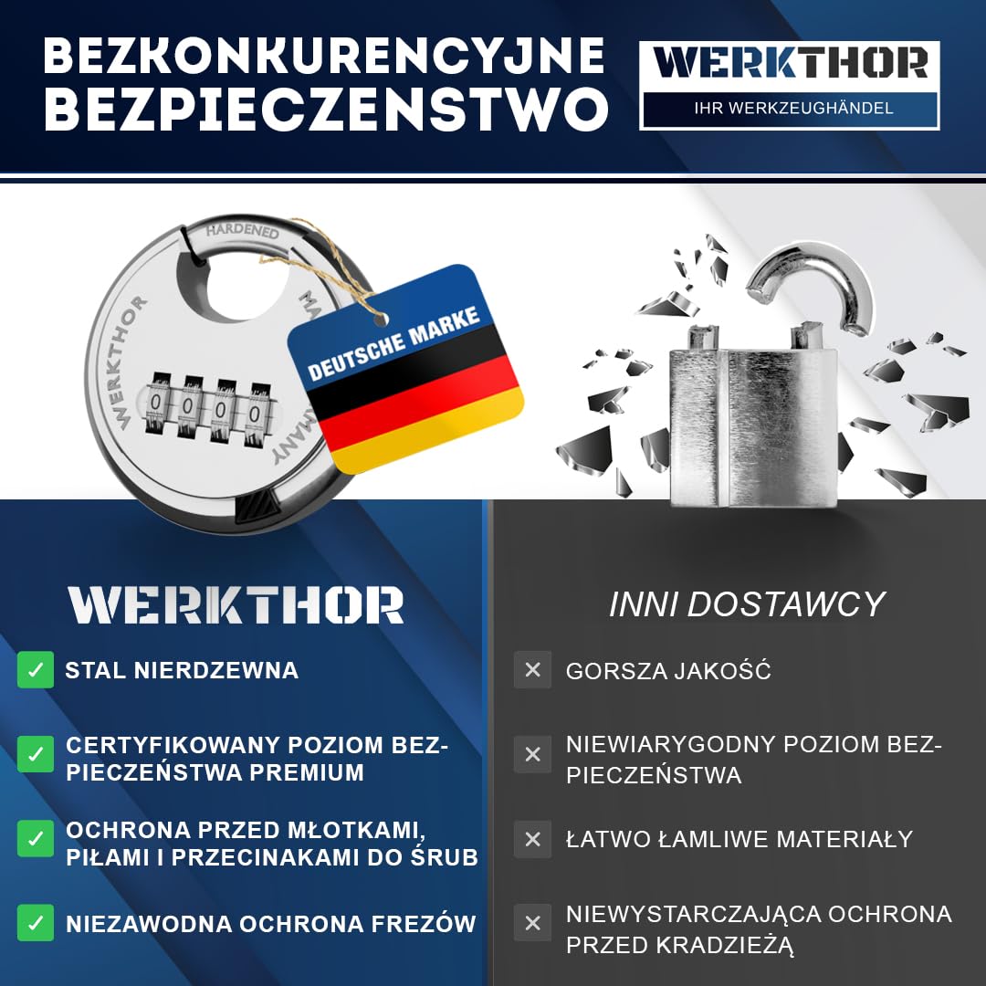 WERKTHOR Blokada przyczepy - przetestowana BARDZO DOBRA Blokada przyczepy - ochrona przed kradzieżą przyczep doczepionych i odczepionych - blokada ze stali nierdzewnej - zamek szyfrowy