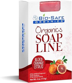 Bio-Safe Organics Blood Orange Citrus Soap All Natural Handmade Soap 100% Organic Soap Luxurious Exfoliating Bliss | Pure Pleasure, No GMO, SLS, or Chemicals | 100% Natural 4 Oz Bar