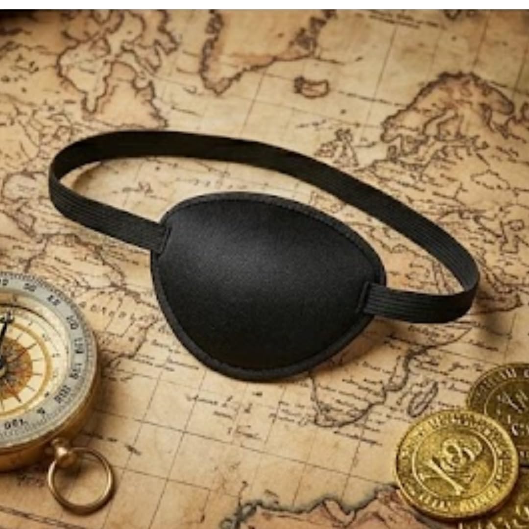 Adult Pirate Eye Patch – Black Elasticated Fancy Dress Costume Accessory for Men & Women | Captain Buccaneer Prop for Halloween, Stag Dos & Themed Parties — view 6