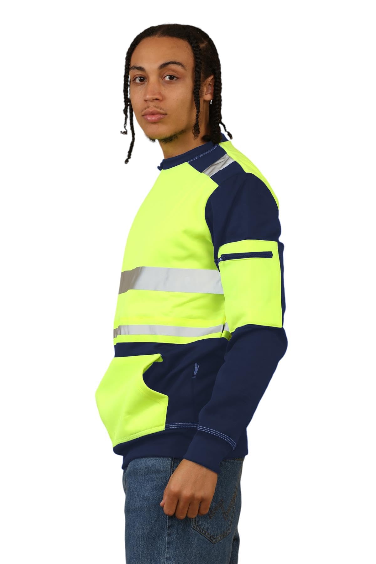 Sudadera de alta visibilidad para hombre, informal, reflectante, de alta visibilidad, para el trabajo, para niños, de forro polar, para el trabajo y la seguridad