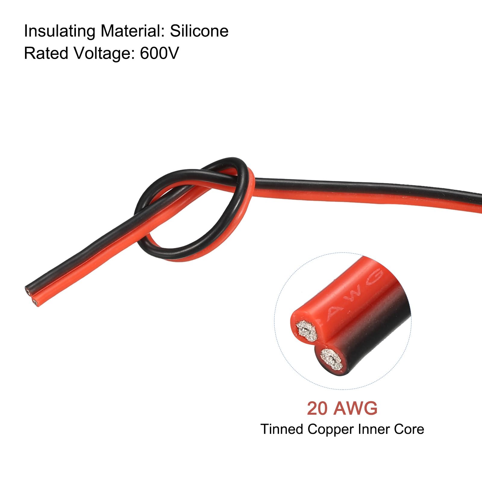 Cable Eléctrico De Silicona De 20 Awg, 2 Colores (23 Pies Cada Uno