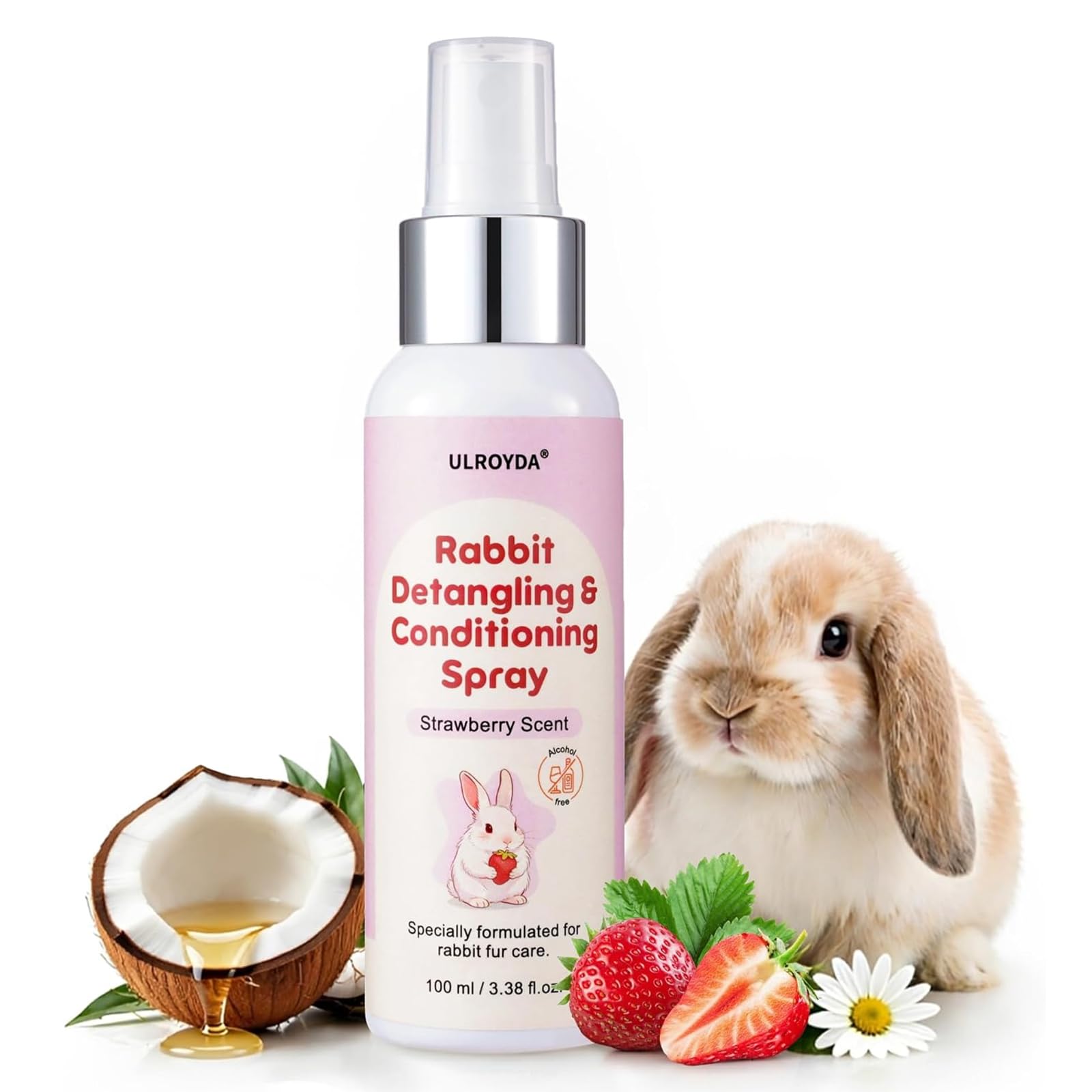 ulroyda Rabbit Detangling & Conditioning Spray, Strawberry Scented, 100 ml
