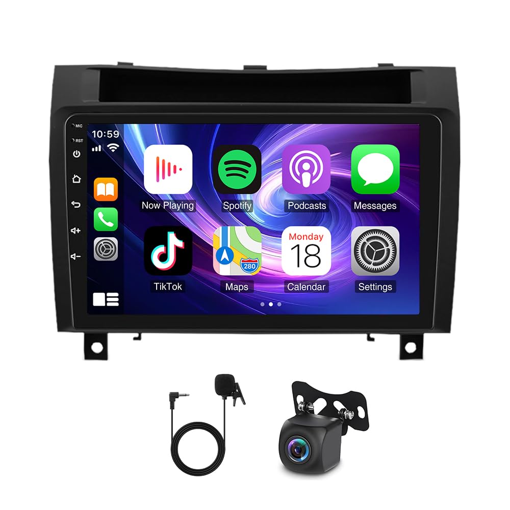 2+64G Android 14 Autoradio für Mercedes SLK R171 W171 2004-2011 GPS Navi mit Wireless Carplay Android Auto 9 Zoll DAB 2 Din Radio für Mercedes SLK Radio Bluetooth WiFi SWC AHD Rückfahrkamera FM/RDS