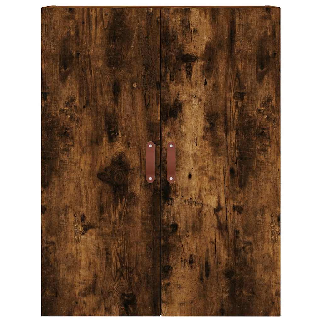 Meble ścienne, 2 sztuki dębu, dymu, 69,5 x 34 x 90 cm | Drewno wielowarstwowe, montaż na ścianie, drzwi z uchwytami, duża przestrzeń do przechowywania