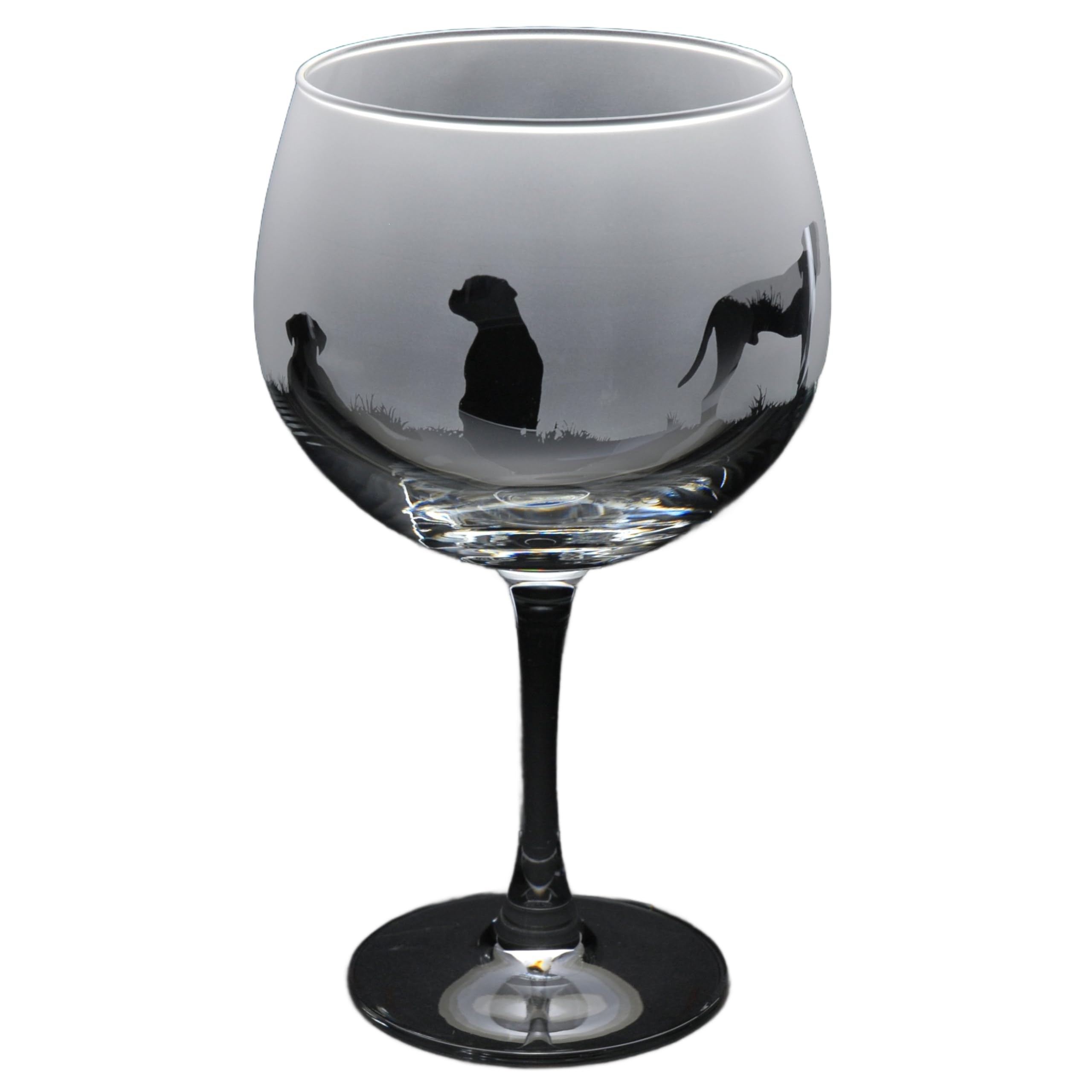 GLYPTIC Glass Art Boxer Dog Frieze Hand Etched/Engraved Gin Cocktail Glass