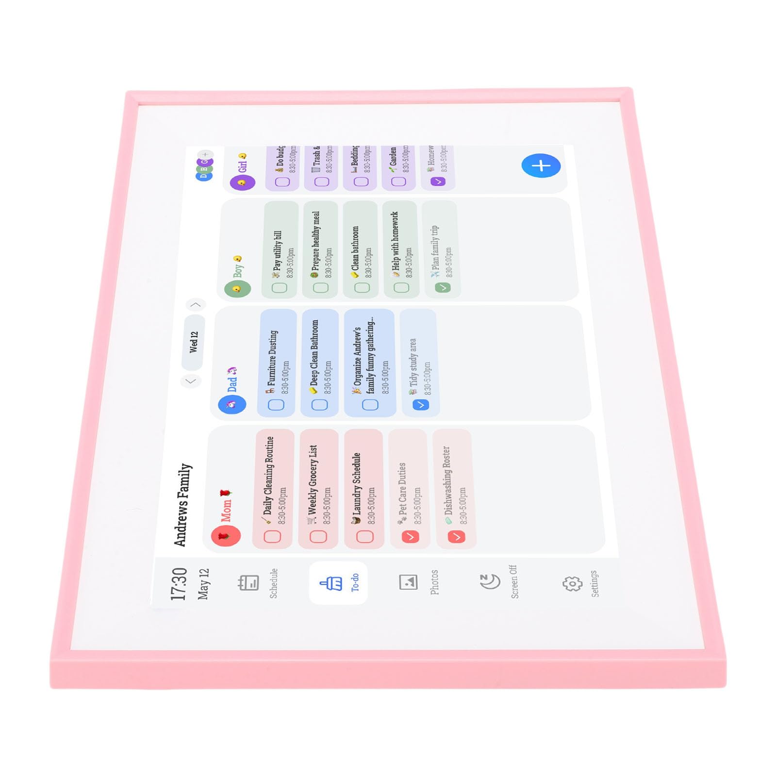 Headerbs Intelligenter Digitaler Kalender, 10,1-Zoll-HD-Touchscreen-Familienplaner, Elektronischer ABS-Kalender mit Aufgabentabelle, 1280 X 800 WiFi-Fotorahmenmodus für die Familienplanung zu Hause