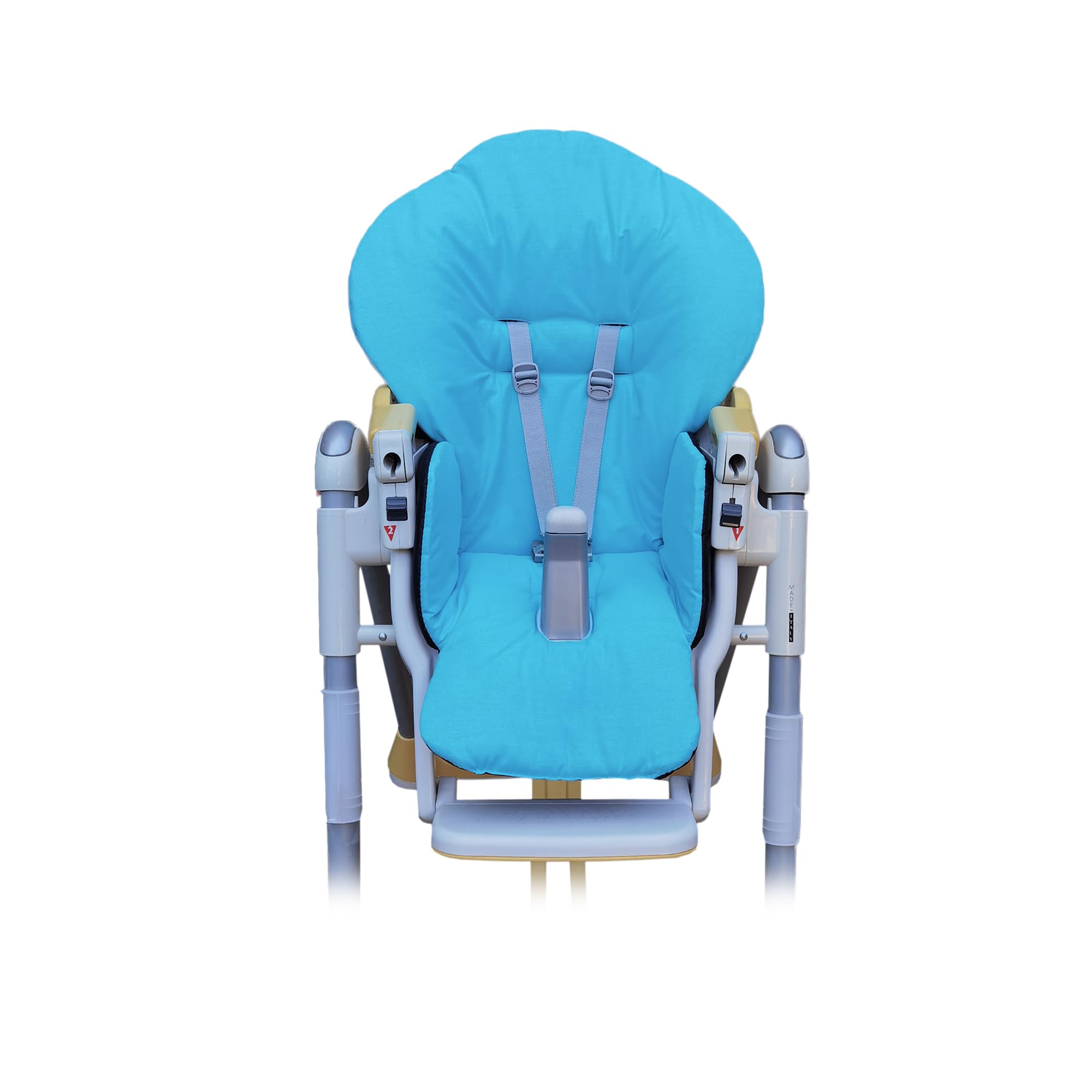 Housse Chaise Haute pour Bébé, Housse de rechange pour coussin d'assise Peg Perego, Prima Pappa, Diner 100% Coton Couleur Bleu Clair