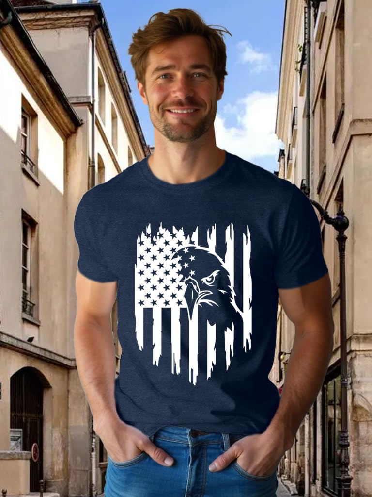 LBP American Flag Eagle Shirt Men's 1776 July Patriotic T Shirt 4th of July Tees USA Flag Shirt - Image 4