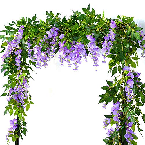 Yueshop 2x7FT Artificial Wisteria Vine Garland Plants Flowers Arts For Ceremony Home Wedding Decoration (Lilac)