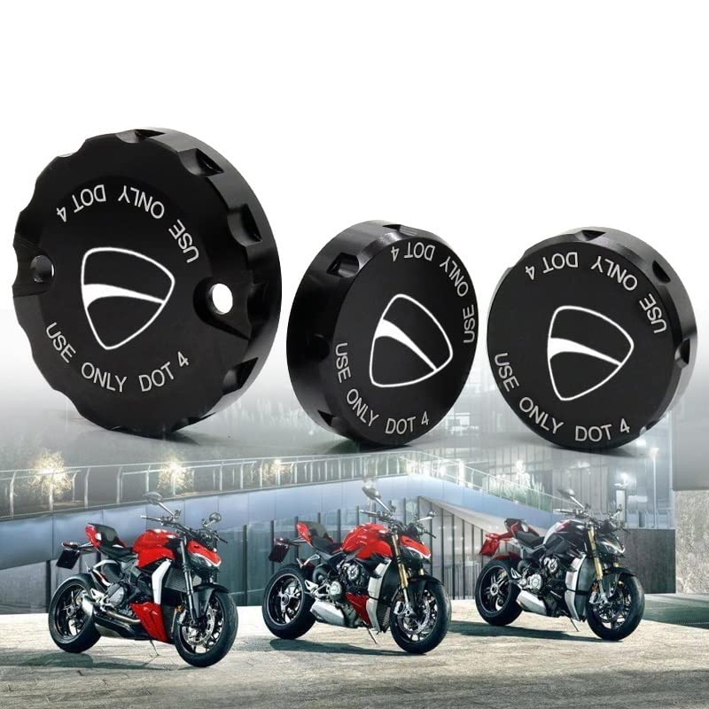 SYUFRE Tappo Serbatoio Olio Freno CNC per Ducati Hypermotard/Multistrada/Monster 1100/S/EVO 1200/S/R Frizione Freno Anteriore Serbatoio Fluido Freno Posteriore Tappo di Copertura