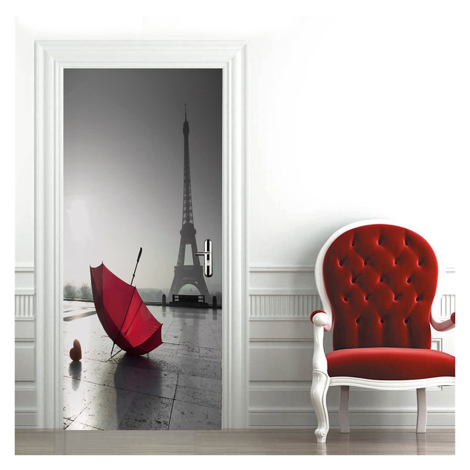Sticker autocollant de porte 3D mural trompe l'œil spirale 95x215cm pour salon moderne