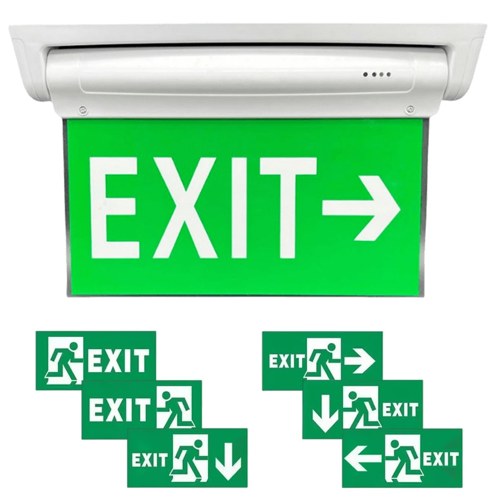 Éclairage de Secours LED, Lampe de Secours LED, Avec 6 Pictogramme, Lumière de Secours Avec Batterie 3h, Montage Mural Lumière de Sortie D'urgence