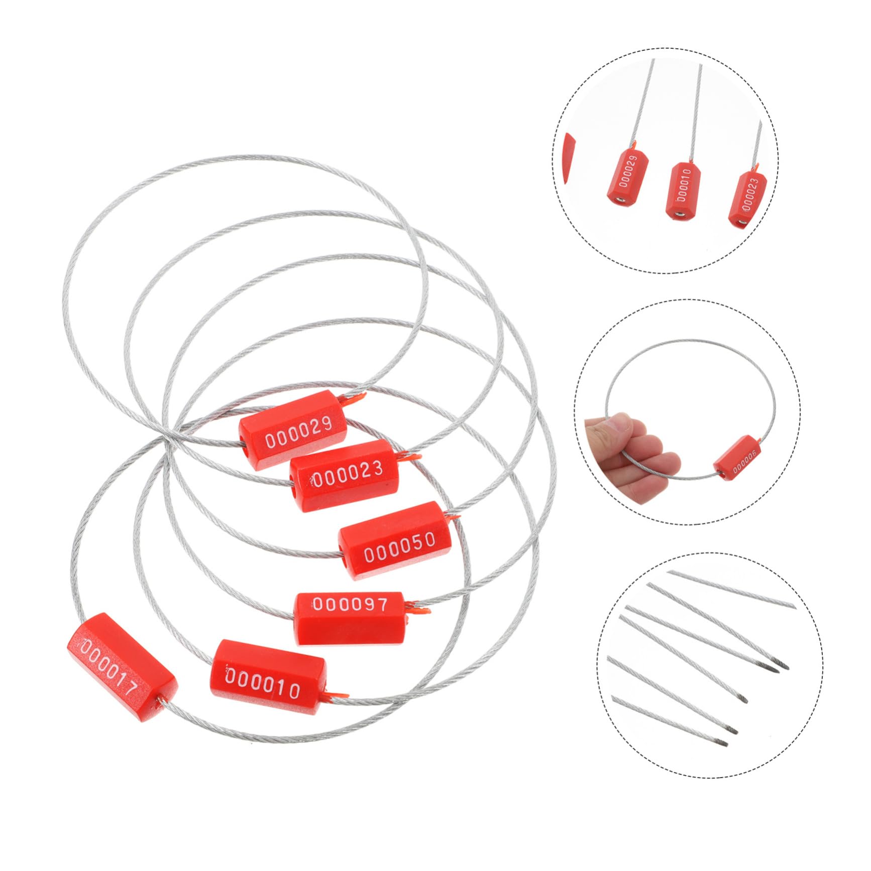 Scellés de Sécurité pour Câbles Rouges 100 Pcs en Acier Abs | Auto-bloquants, Longueur de Verrouillage Réglable, pour Expédition de Colis et Transport de Marchandises
