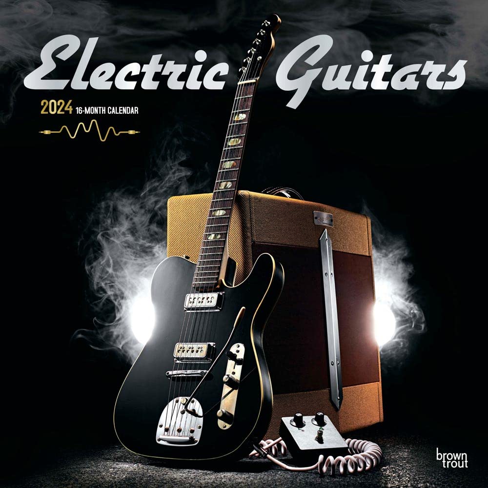 Electric Guitars | 2024 12 x 24 Inch Monthly Square Wall Calendar | Foil Stamped Cover | BrownTrout | Instrument Entertainment