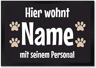 Hier wohnt EIN Hund mit seinem Personal Doormat - Personalised with Dog Name - for Dog Owners Decoration for the Hallway to Show Love to Your Four-Legged Friend Pet Dog Holder Dog Birthday product image