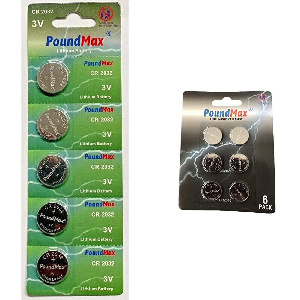 5 x PoundMax 2032 CR2032 3V Lithium Batteries & 6 X Super Mixed CR2032 CR2025 CR2016 3V Lithium Coin Cell Battery