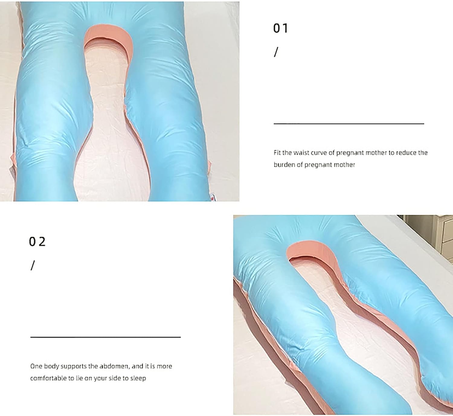 Maternity Pillowcase U-Shaped Replaceable Pillowcase 100% Velvet Double Zipper Stretch Fabric Super Soft