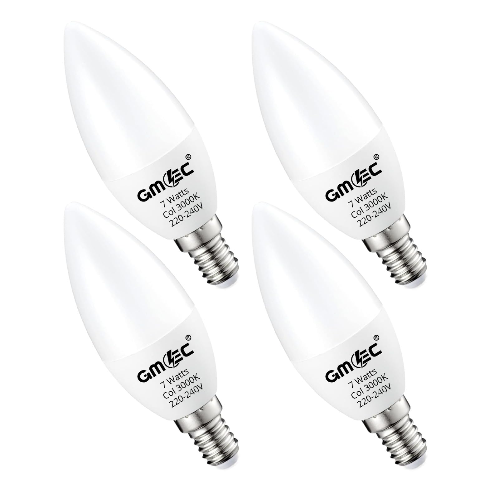 GMEC 4 Pack LED Bulb E14 THERMOPLASTIC 3000K 7 WATTS 1050 Lumens New 3000K