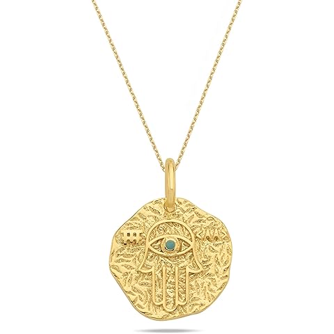 MIONZA 14k Gold Vermeil Evil Eye Necklace Gold for Women, Evil Eye Coin Pendant with Chain Necklace, Evil Eye Jewelry, Gold Blue Eye Necklace, Birthday Gifts for Her