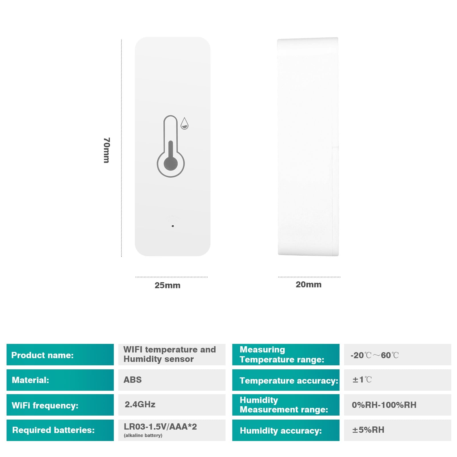 DeWin Capteur de thermomètre hygromètre WiFi, 4 pièces Tuya Smart WiFi capteur d'humidité de température thermomètre intérieur hygromètre
