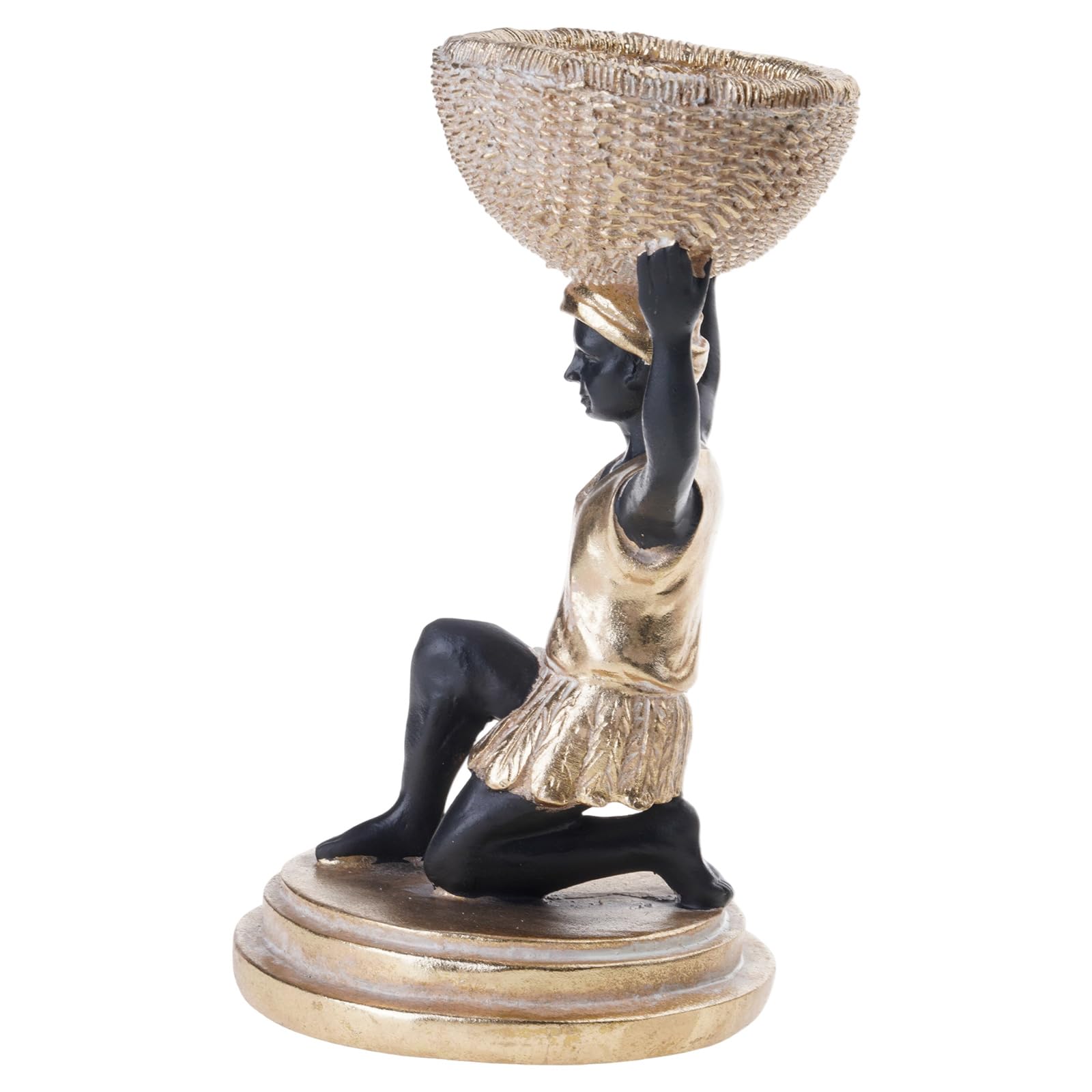 Msioytog Kneeling African Statue Home Decors with Storage Box Tribal Men Figurines Decorative Sculptures Ornament Home Decors African Statues and Sculptures for