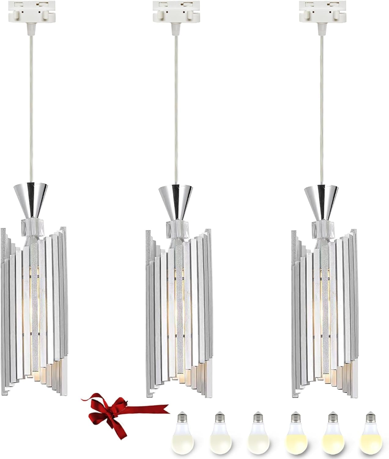 Lighting Pendant Lights, The Wind Chime,3 Packs Kitchen Island Lights Modern,Adjustable Cord Hanging Pendant Light Romantic Ceiling Light for Dining Room Bar