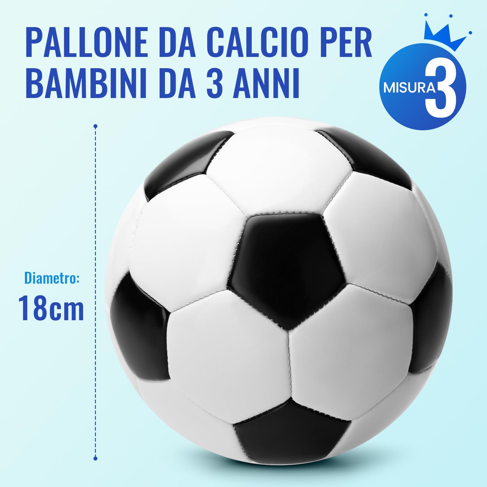 U&C Planet Pacco da 3 Pallone da Calcio Taglia 3 per Bambini con Pompa – Classico Nero e Bianco, Pallone per Allenamento Durevole, Regalo per Bambini e Bambine 3-8 Anni – Uso Interno ed Esterno