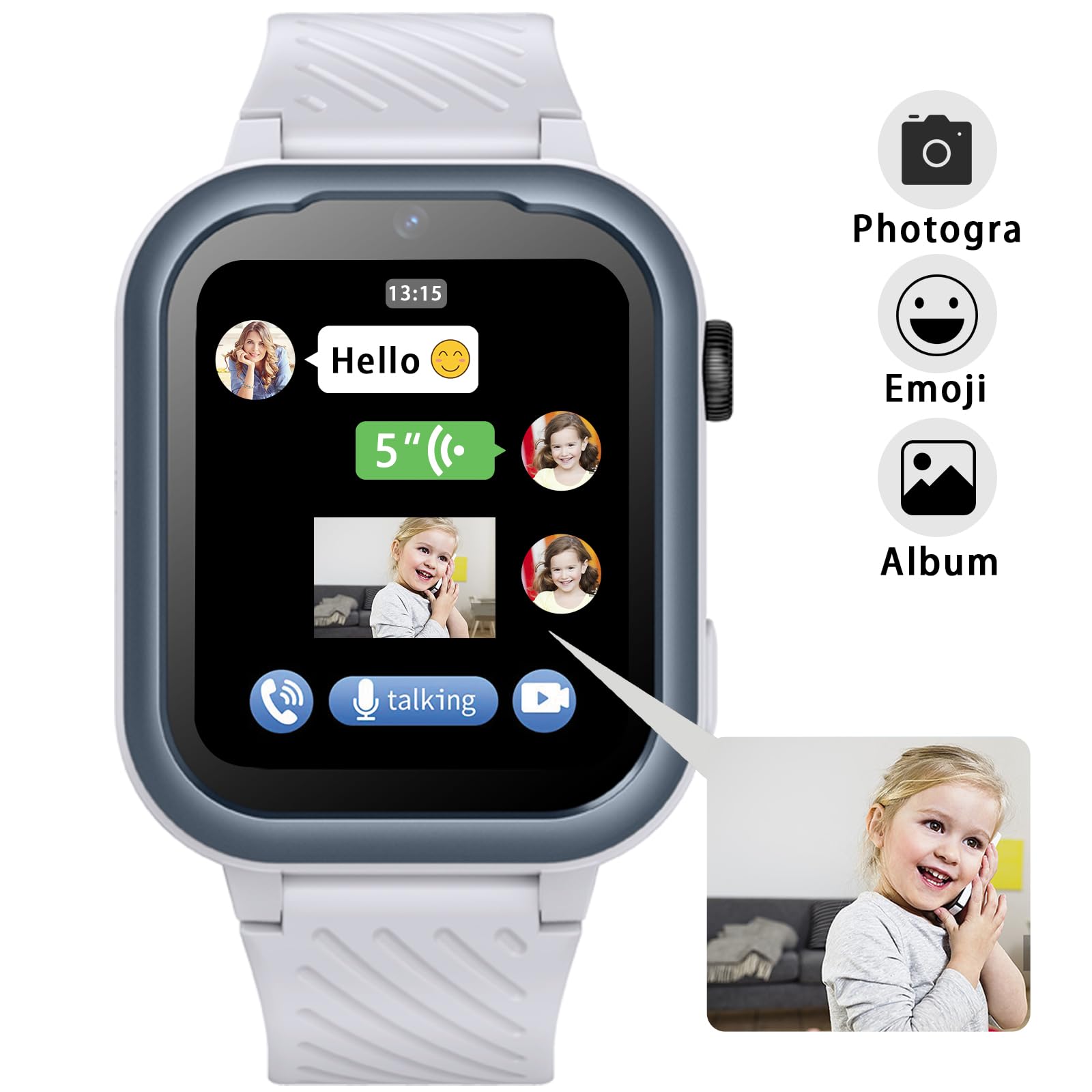 Smartwatch Bambini GPS 4G con WiFi Videochiamata SOS Camera Impermeabile Messaggio Sveglia Cronometro Modalità Classe Lettore Musicale Notifica Vibrazione Regalo per Ragazzi e Ragazze.