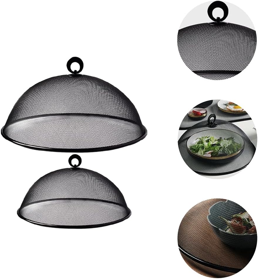 2pcs Mesh Food Cover Stainless Steel Food Tent Dining Table Food Lid Dish Cover Bugs, Reusable Fine Mesh Food Covers for Outdoors