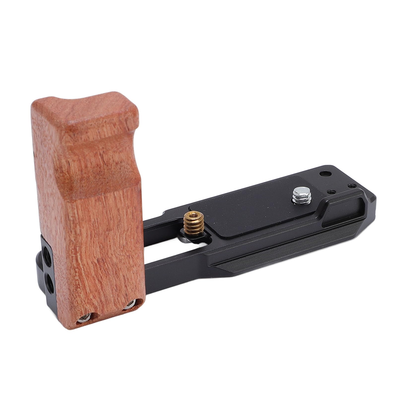 Cocoarm Impugnatura a L per Fotocamera con Base Arca e Manico in Legno, | Costruzione in Lega di Alluminio, Manico in Legno Massello, Fori Filettati da 1/4 Pollice, Accesso Completo a Batteria e
