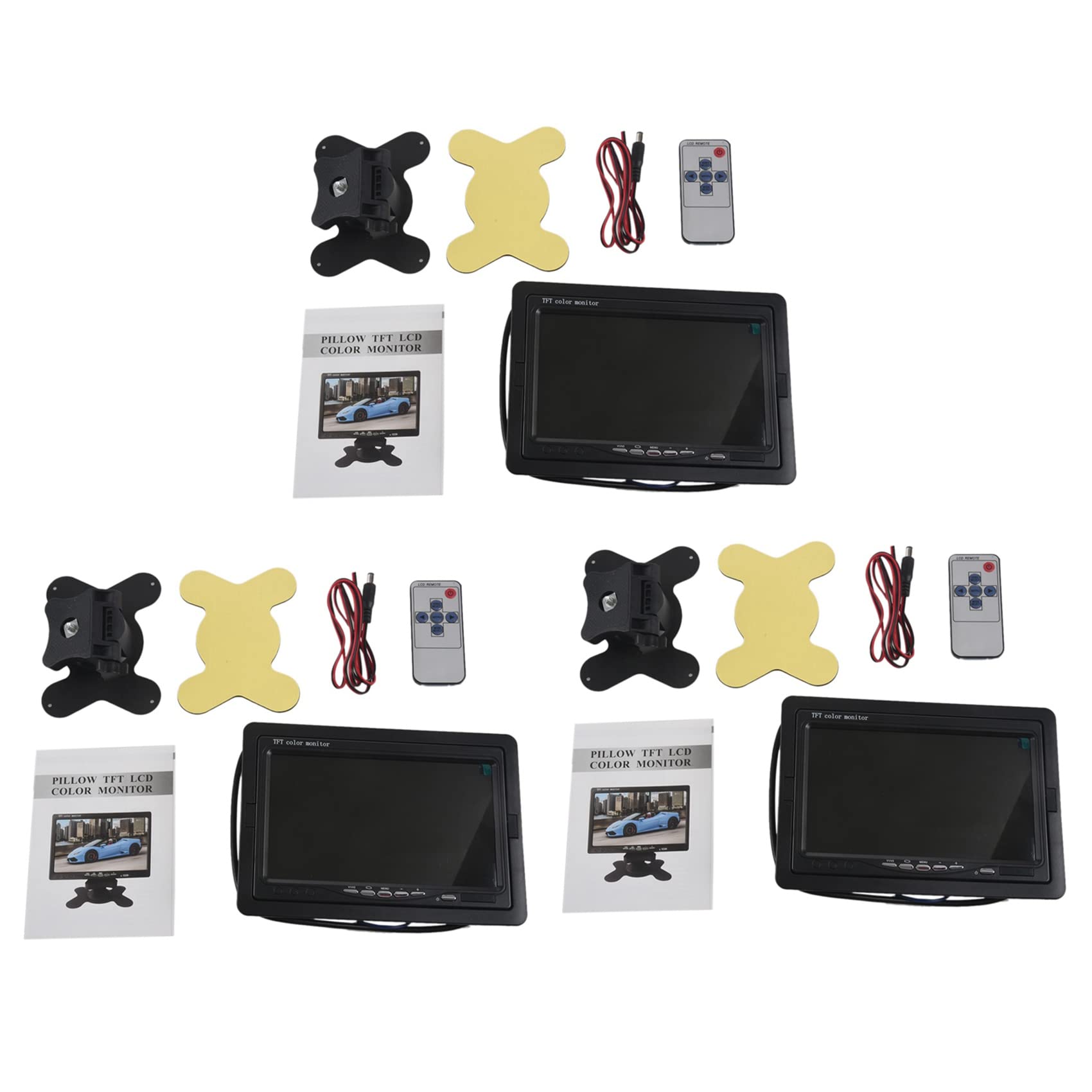 Trjgtas 3 monitores TFT LCD a color HD de 12 V-24 V de 7 pulgadas para cámara trasera CCTV de coche