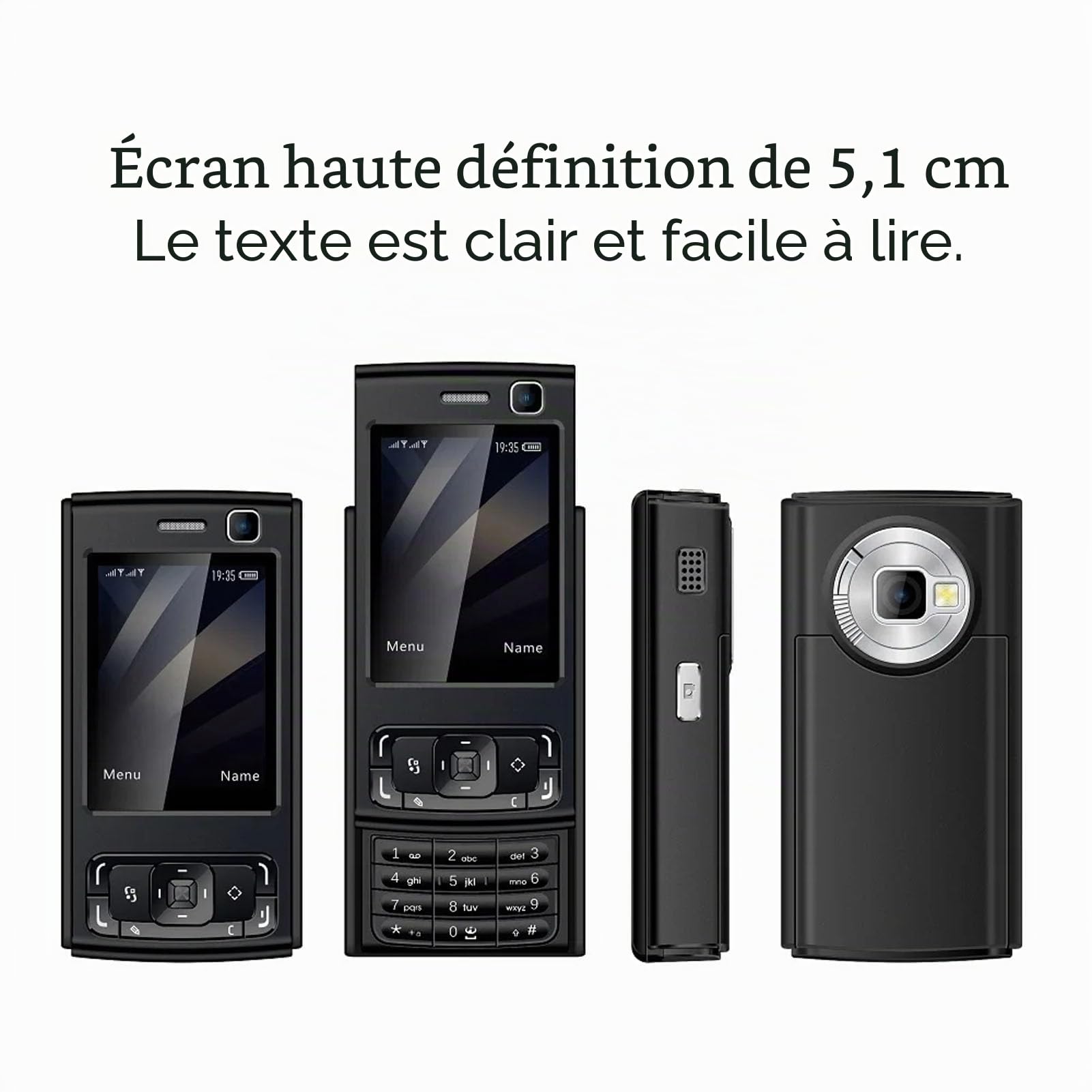 Slider Phone, Téléphone Portable débloqué 2G GSM, Téléphone Jetable avec Couvercle Coulissant, écran HD de 2,0 Pouces, Haut-Parleur Double SIM, Lecteur MP3, Bluetooth, Radio FM de Type C