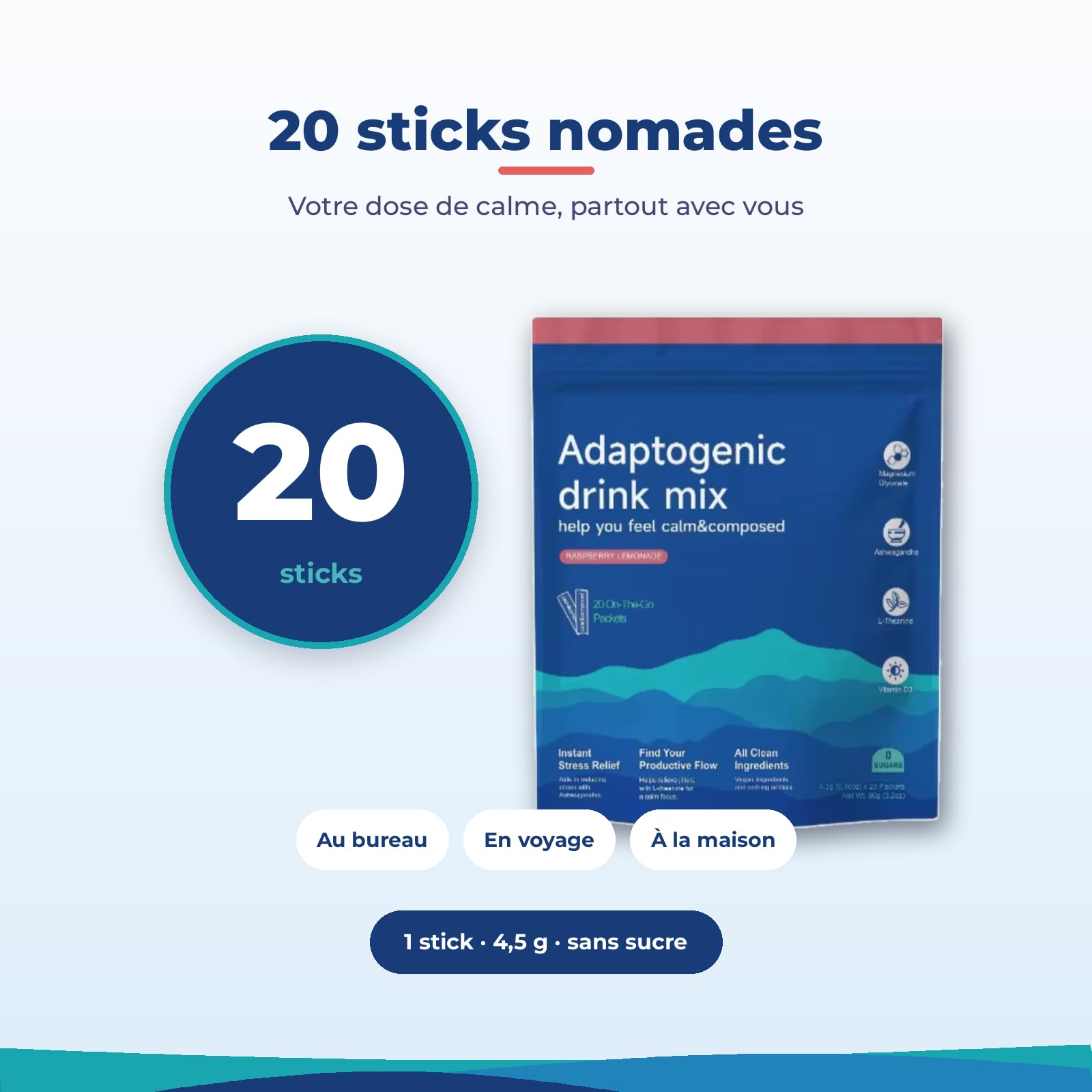 SuperCalm Cortisol LOT de 2 Anti Stress | Formule Ashwagandha, L-Theanine + Magnésium Glycinate & Vitamine D3 | Apaise le stress quotidien | 0 Sucre Goût Framboise 100% naturel | Routine simple