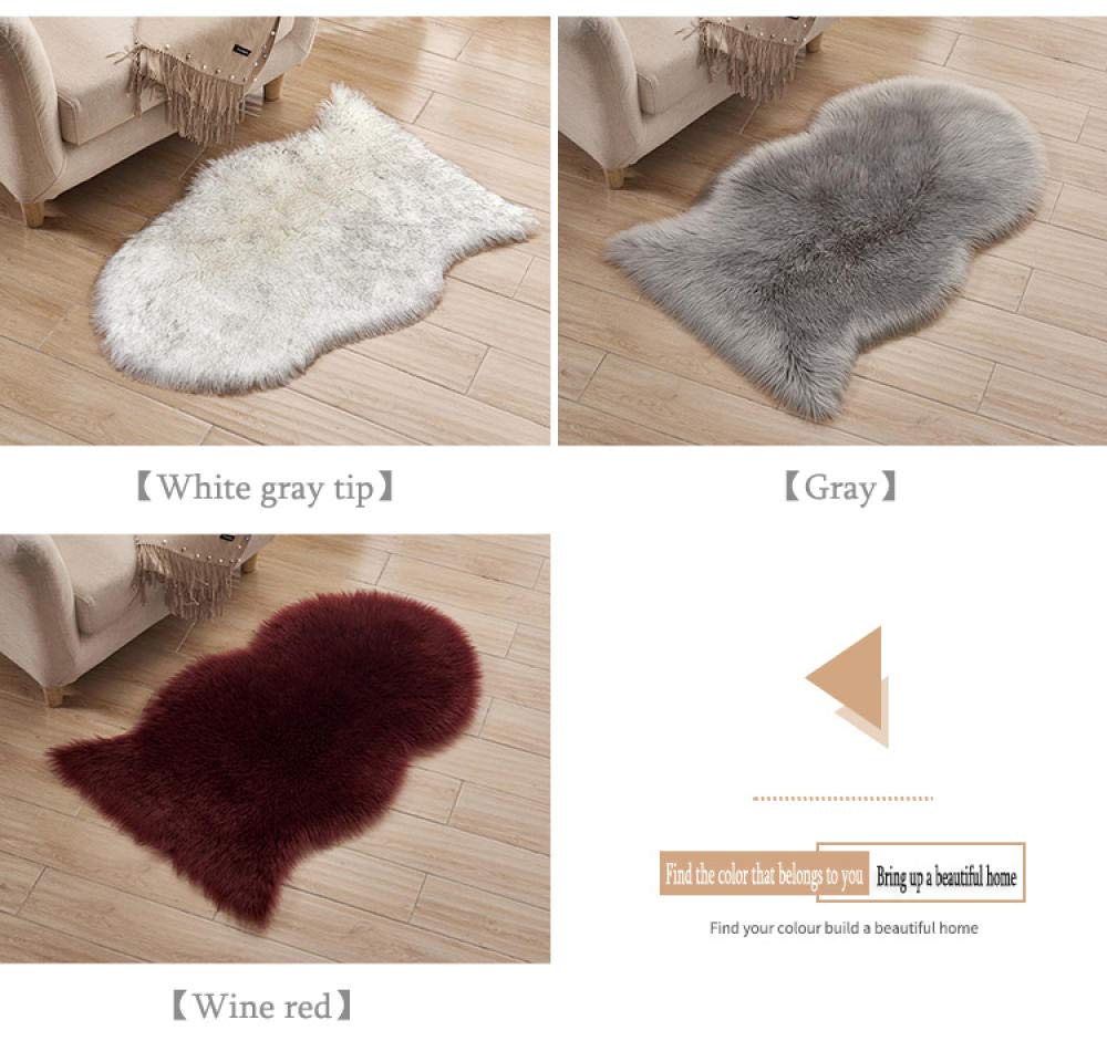 Lammfell Teppich Schaffell Lammfellimitat Schaffellimitat Wollteppich Faux Teppich Kunstfell Nachahmung Wolle Bettvorleger Sofa Matte Longhair Fell Weiß grau Spitze 60 * 130 cm
