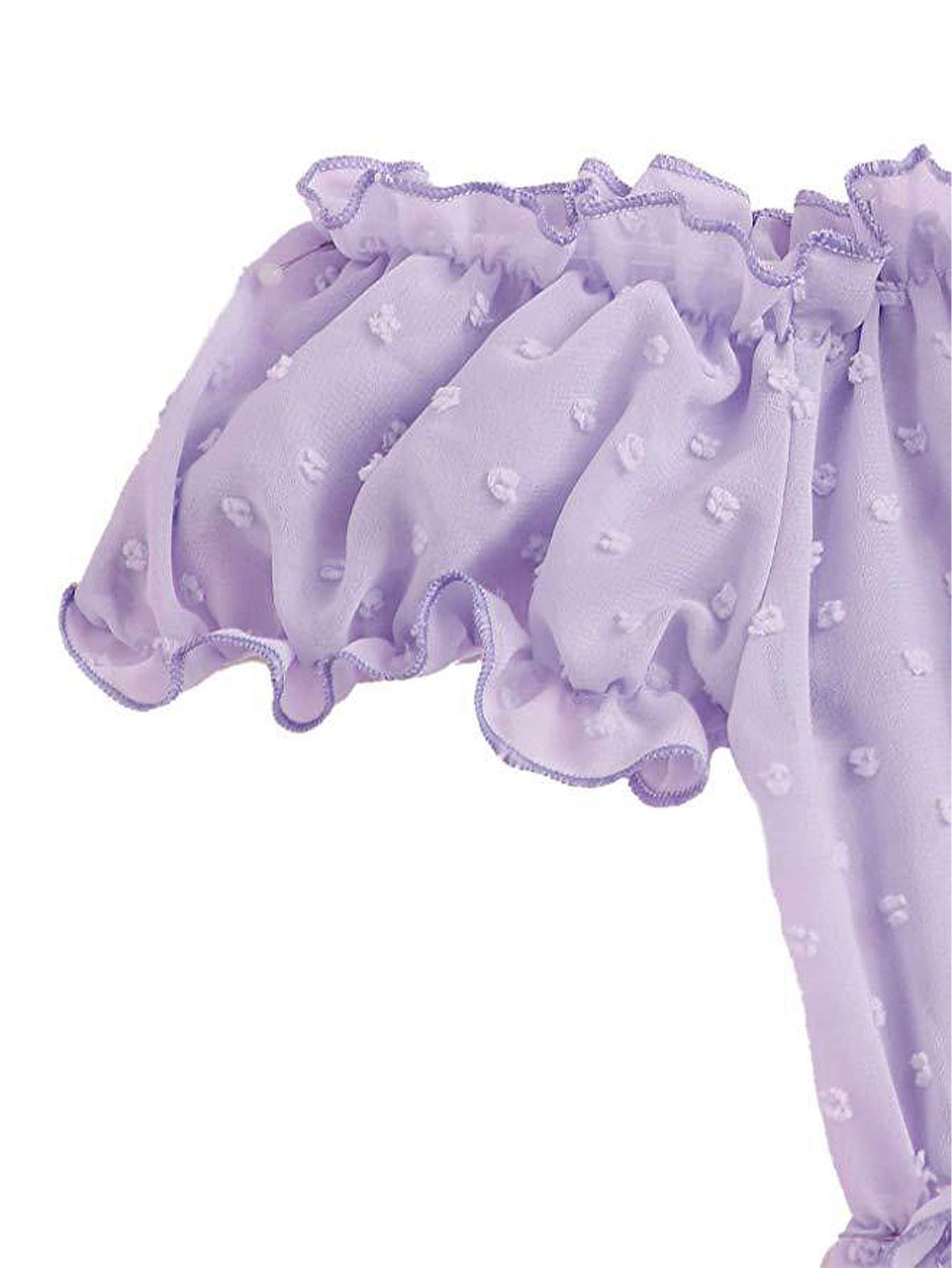 Lilosy Sexy Stretch Ruffle Tie Sheer Mesh Lingerie Set Outfits: Large Chiffon Lavender Purple