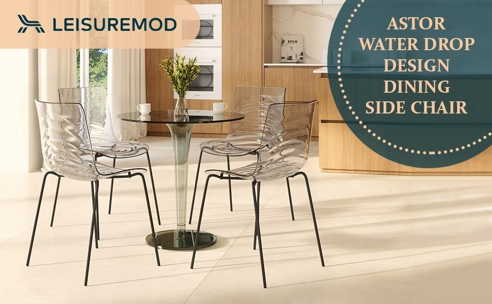 Image of LeisureMod Clear Acrylic Lucite Dining Chair with Metal Legs Accent Side Chair for Dining Room, Contemporary Kitchen, Small Spaces, and Office