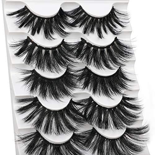 Eyelashes Mink Thick Lashes 25mm 5 Pairs 5 Styles Dramatic Fake Lashes Pack 8D Fluffy Long Handmade False Eyelash
