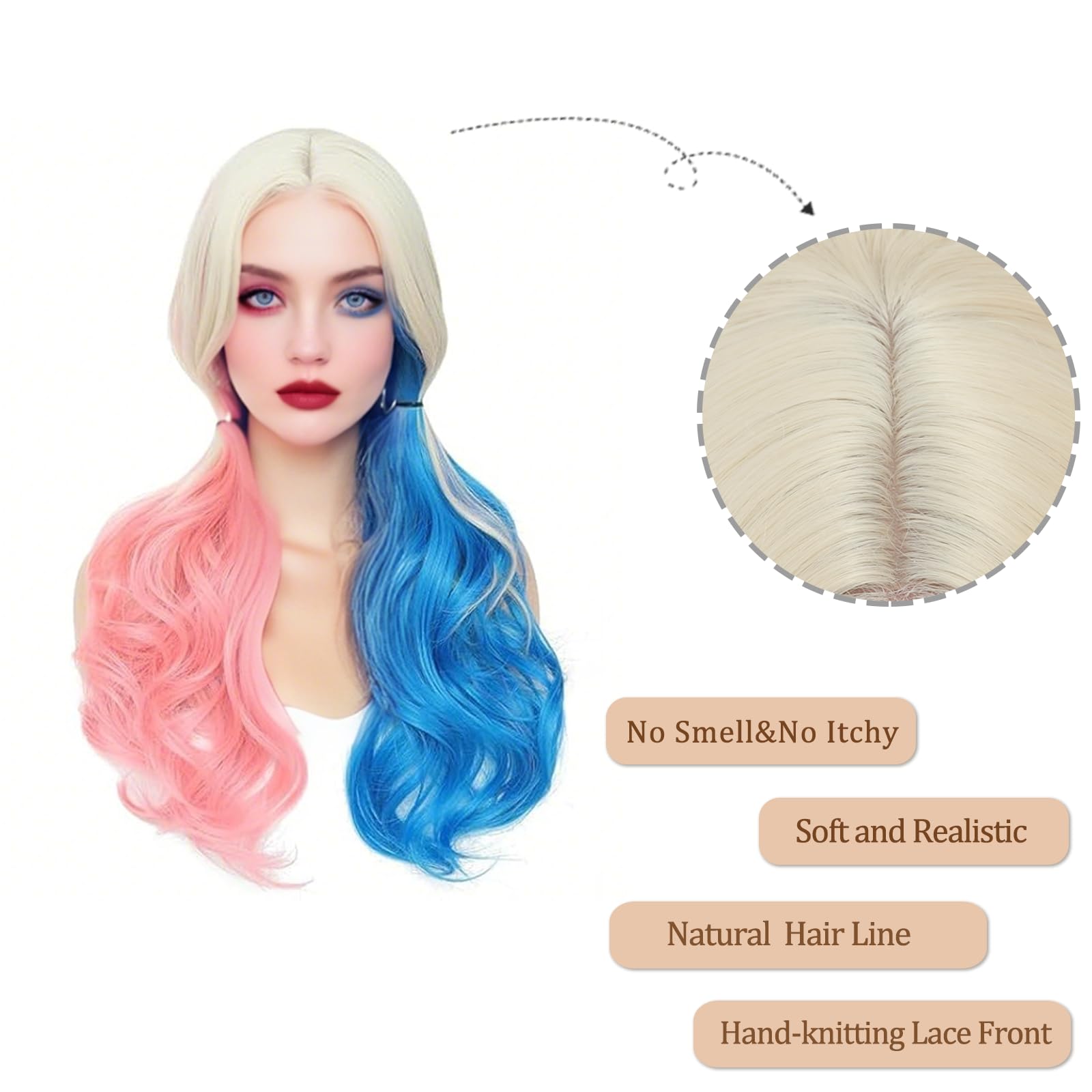 Pink Blue Curly Wig High Temp Fiber Wavy for Cosplay & Costume Use Sb369fe21d6f44fffb2b20434ff959  main image 2