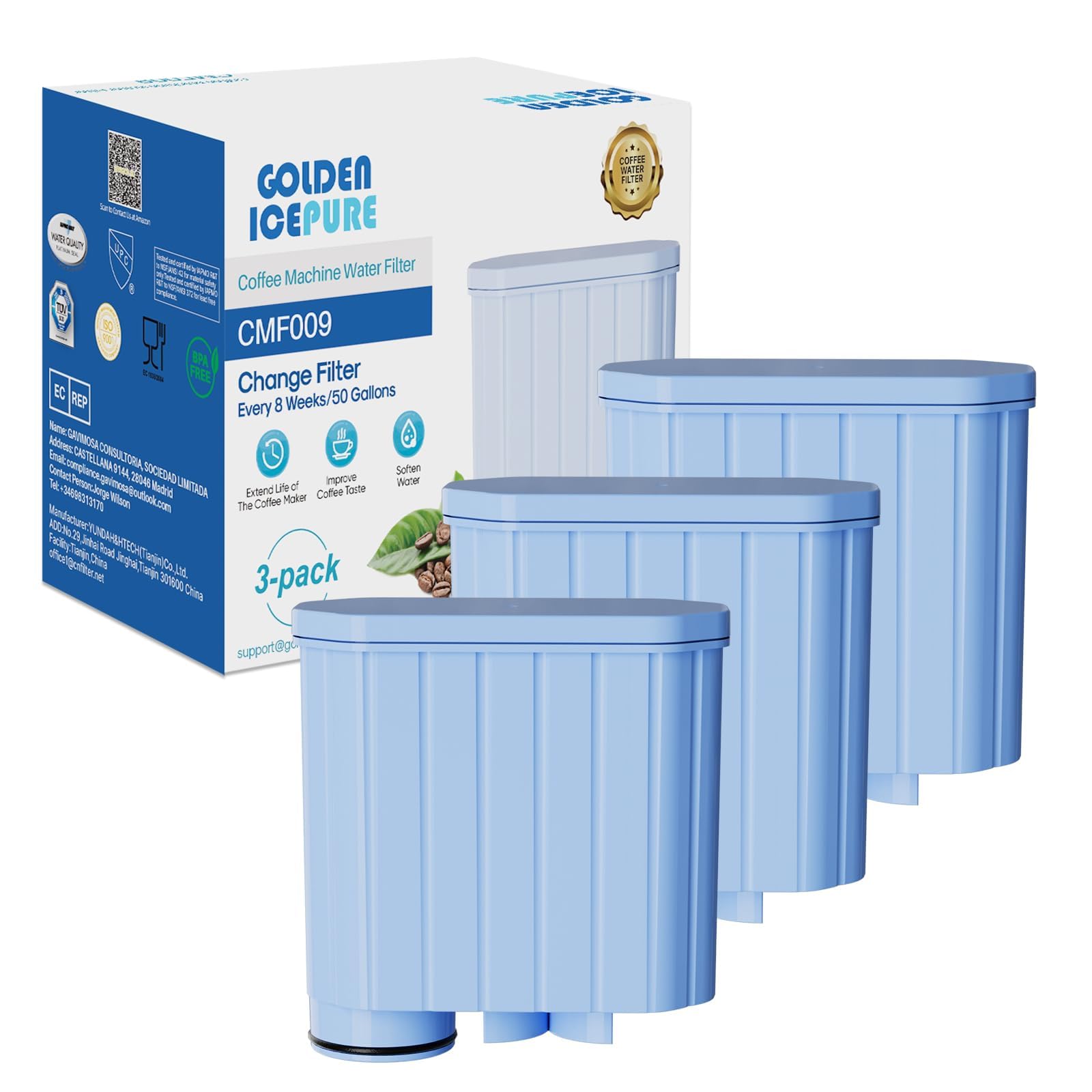 GOLDEN ICEPURE NSF-zertifizierter vollautomatischer Kaffeemaschinen-Wasserfilter-Ersatz
