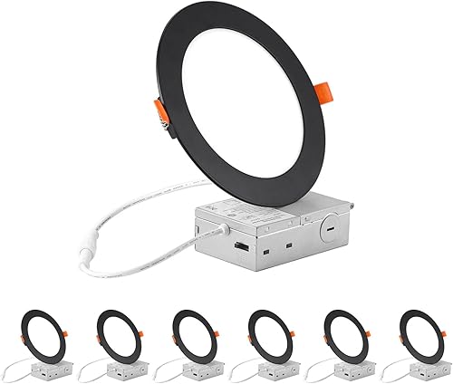 Miniatura 8 de ZYC Iluminación empotrable de 8 pulgadas, iluminación empotrable negra de 18 W, 1802 lúmenes, regulable, 5CCT 2700 K3000 K3500 K4000 K5000 K,