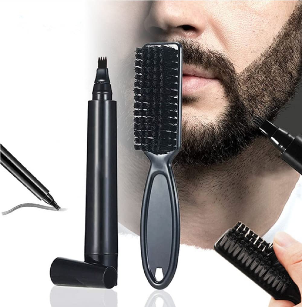 Beard Pen Supwell Beard Pencil Filler Kit for Men - Beard Styling Pen with Beard Brush - Long Lasting Natural Finish/Water and Sweat Proof Sharp Beard Lines!!!! (Dark Brown), BG-BeardP