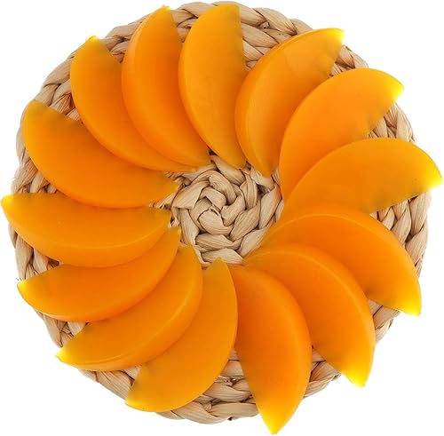 Miniatura 2 de Gresorth 20 piezas artificiales de melocotón amarillo rebanadas de frutas falsas para decoración de gabinete de mesa para el hogar