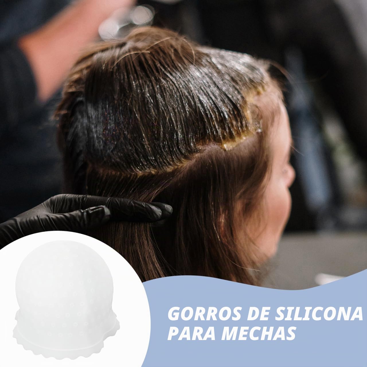 Anneome Gorro de mechas de silicona reutilizable con agujeros para teñir el cabello sin esfuerzo, elegante gorro de tinte para el cabello para puntos destacados y tratamientos de cuidado para