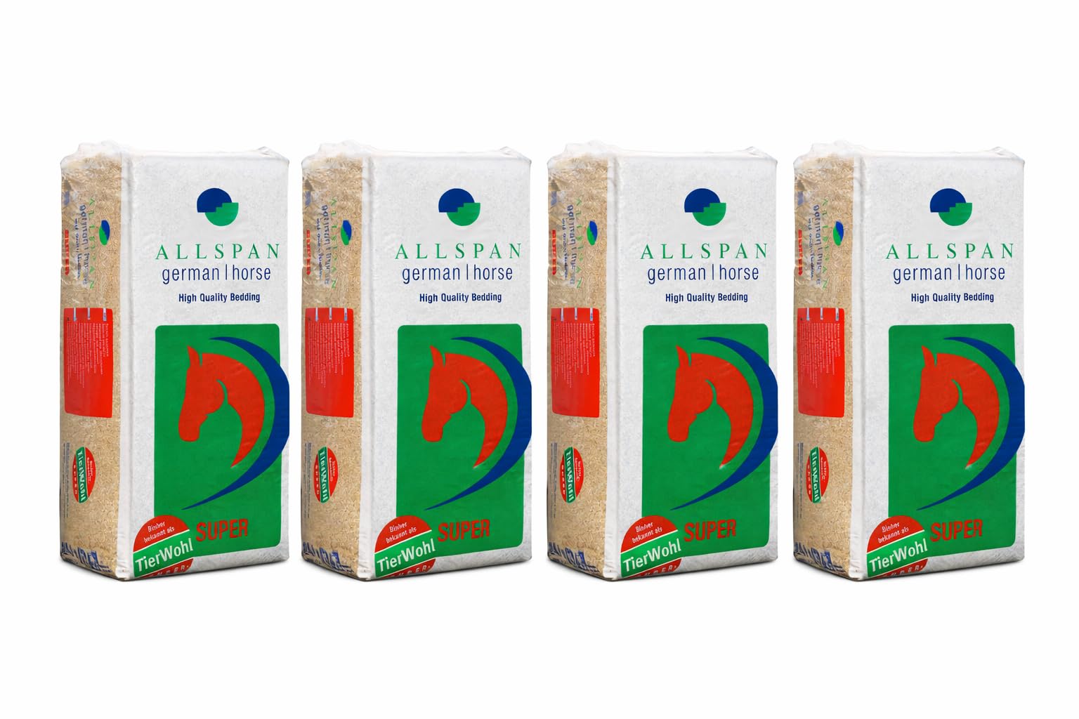 German Horse Super 96 kg (4 Ballen) Pferdeeinstreu Granulat | Staubarm, Extrem saugfähig, Hygienisch, Ideal für Allergiker, Geringes Mistaufkommen